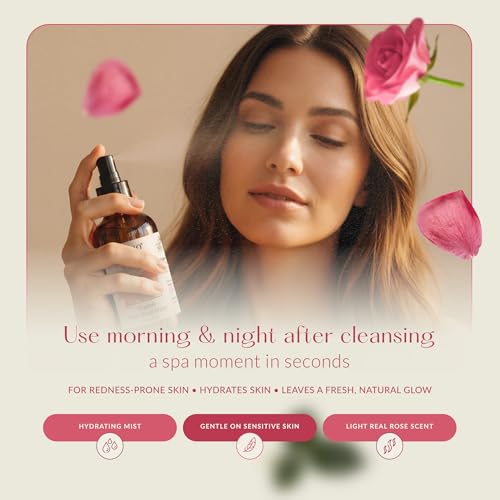 Organic Rose Water Face & Hair Mist - Pack of 3 - 4 Fl Oz Each, USDA Certified