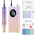 Electric Nail Drill, 40000RPM Professional E-Filer Rechargeable with 15 Drill Bits, Portable Nail File Electric Nail Filer for Acrylic Nails Gel Polishing Removing for Salon Home (Purple)