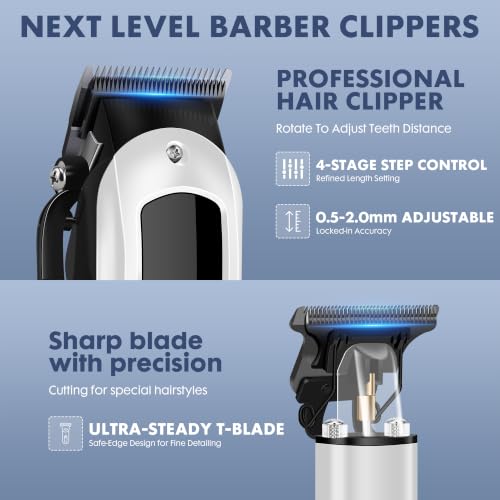 PZN Cordless Hair Clippers & Beard Trimmer Set with Gradient Black & White