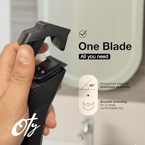 Oty Beard Trimmer for Men Adjustable - Waterproof Cordless Hair Clippers with 20-Length Dial, Stainless Steel Blades, LED Display & Travel Lock - Rechargeable Grooming Kit ? Ideal Gift for Men