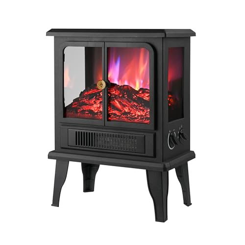 Techni Home 1500W Electric Fireplace Heater with Realistic Flame Effect