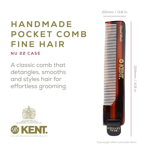 2 Pack Kent Handmade Pocket Comb for Men - Fine Tooth Hair & Beard Styling
