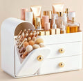 HBlife All White Large Makeup Organizer with Drawers & Brush Holder