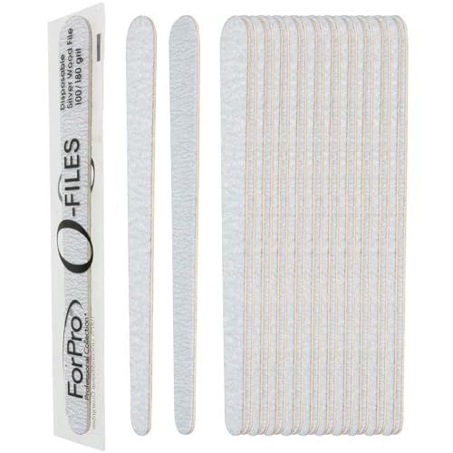ForPro Silver Wood Nail Files - Double-Sided 100/180 Grit, 6 Inch, 100 Count