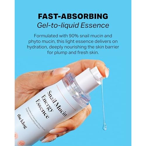 The KLOG Snail Mucin 90% Energy Essence, Snail Extract Essence for Hydration, Serum for Acne-Prone, Dry, Dehydrated Skin, Cruelty Free Korean Skincare, 3.38 Fl.Oz 100ml
