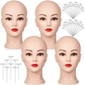 White Bald Mannequin Head for Wig Making & Display - 21 Inch, 4 Pack