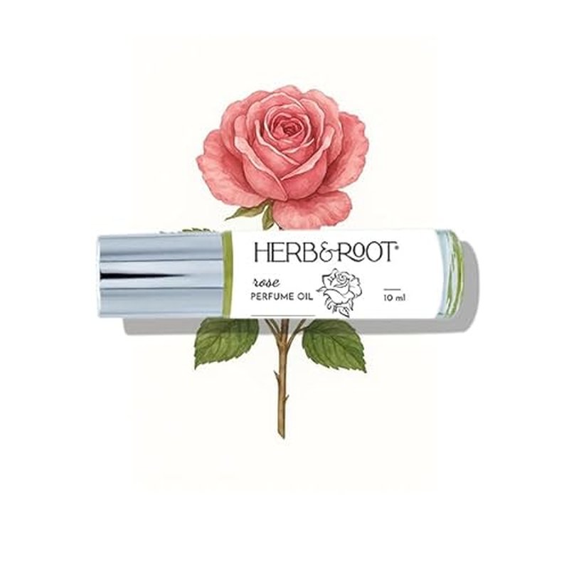 Herb & Root Rose Oil Rollerball (Roll On) Perfume 10 ml | Traditional English Tea Rose Perfume for Women