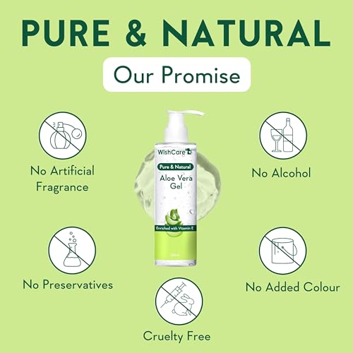 WishCare Pure & Natural Aloe Vera Gel - 200 Ml - Enriched With Vitamin E - Multipurpose Gel for Skin and Hair¡¦