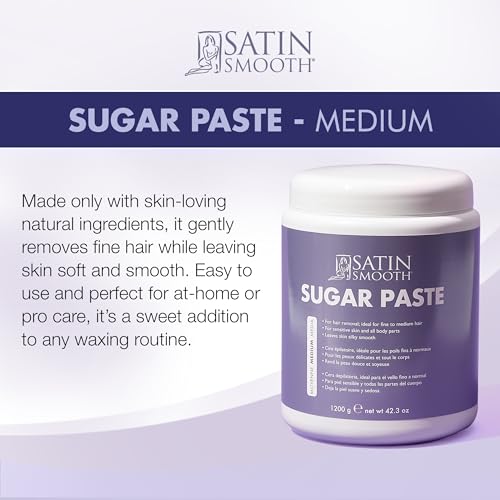 Satin Smooth Medium Sugar Paste Wax for Face & Body Hair Removal - Amber 42.3oz