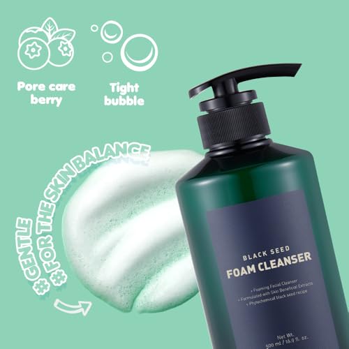 EUNYUL Blackseed Foam Cleanser 16.9fl.oz (500ml) Korean Skincare Large Size Face Wash Facial Foaming Cleanser