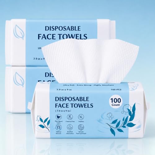 Disposable Face Towels 300 Count Large Dewdrop Texture - Gentle & Biodegradable