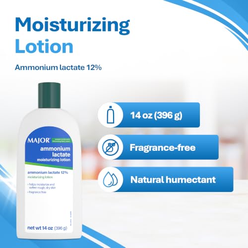 Major Ammonium Lactate 12% Moisturizing Lotion 14 Oz Pack of 2 for Dry Skin Relief
