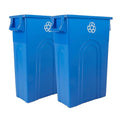 United Solutions 2 Pack Highboy Recycling Bins 23 Gallon Slim Indoor Outdoor Blue