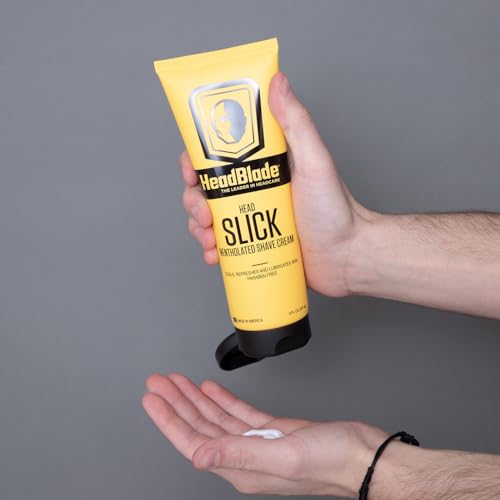 HeadBlade HeadSlick Shave Cream 8 oz for Smooth Head shaving for Bald Men, Helps with Irritation, Redness, & Razor Burn (3pk)