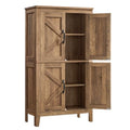 VASAGLE Farmhouse Storage Cabinet with 4 Barn Doors, Adjustable Shelves, Honey Brown, 11.8 x 23.6 x 43.3 inches