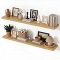Vivelove Oak Floating Shelves Set of 2 - 40 x 8 Inch Wall Storage with Hidden Brackets