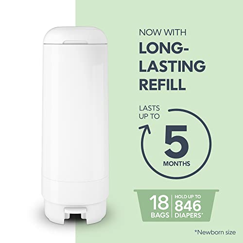 Diaper Genie Signature Pail White + Long-Lasting Refill - Odor Control