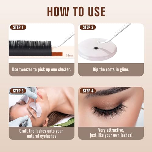 Classic Volume Lash Extension, 0.03 C Curl 14-20mm Mixed Eyelash Extension Lash Trays, Super Matt Black Individual Lash Extensions for Professional Salon Use