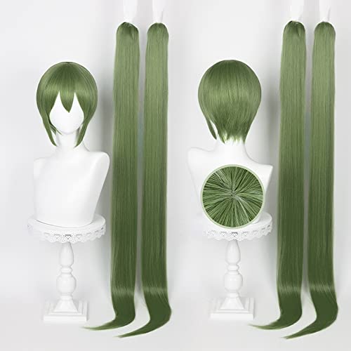 Osseoca Dark Green Long Double Ponytail Wig for Cosplay & Daily Wear