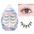 MIKIWI Manga Lashes Natural Look Japanese Style False Eyelashes 4 Pairs Spiky Anime Lashes Clear Band Cosplay Eyelashes