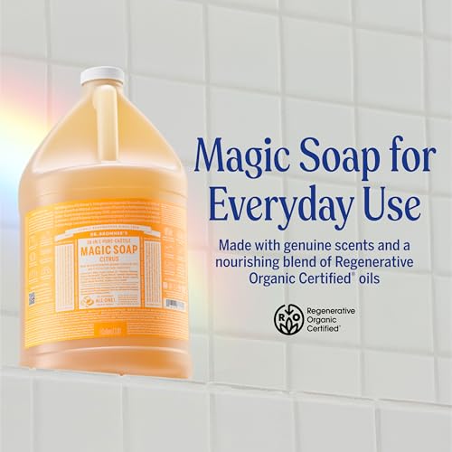 Dr. Bronner's Citrus Liquid Castile Soap Refill 128 Fl Oz - Bulk 1 Gallon