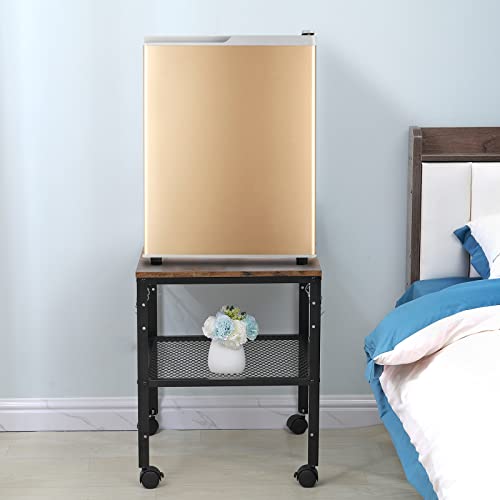 2-Tier Rustic End Table with Adjustable Height Shelf - Small Coffee & Nightstand