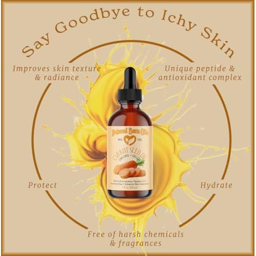 Natural Born Oils Carrot Seed Oil, 2oz, Organic, Cold-Pressed, Rich in Vitamins A & E, Ideal for Skin Rejuvenation, Hair Luster