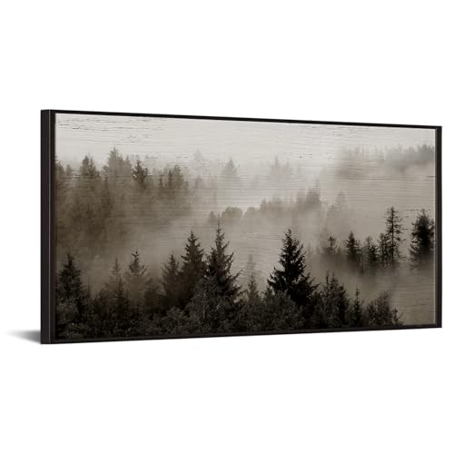 Large Forest Canvas Wall Art - 24x48 Inch Nature Landscape Print with Black Frame