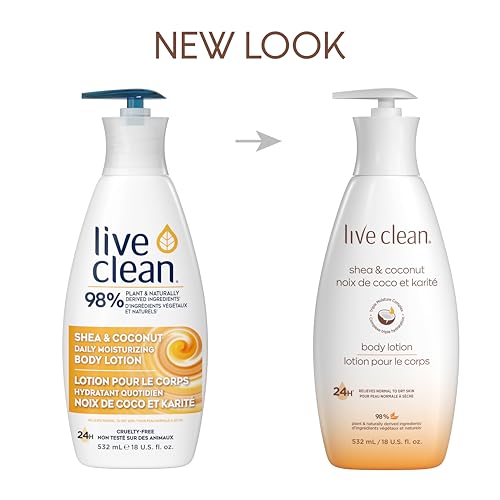 Live Clean Shea & Coconut Moisturizing Body Lotion Pack of 2, 18 Fl Oz - Hypoallergenic & Vegan