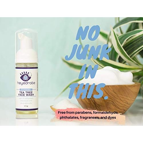 Foaming Tea Tree Face Wash and Eyelid Cleanser for Women - Made With Organic Ingredients & Aloe Vera, 3 Pack - 1.7 Ounces