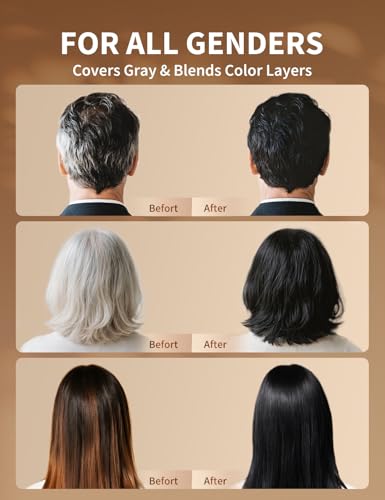 AKOIIN Black Hair Dye Shampoo for Gray Hair - Natural Black 3 in 1 Wash & Dye