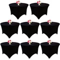 JALANCY 60 Inch Black 8 Pack Spandex Round Tablecloth - Washable & Wrinkle-Resistant