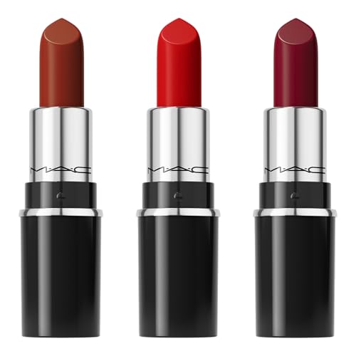 MAC Mini Lustreglass Lipstick Trio - Sheer Shine Red & Neutral Shades, Gift Set