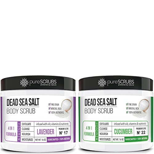 pureSCRUBS Lavender Dead Sea Salt Scrub + Cucumber Body Scrub