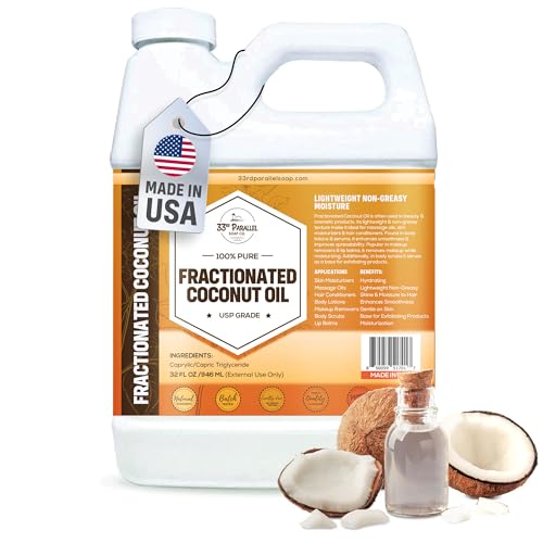 Organic Fractionated Coconut Oil 32oz - Pure Carrier Oil for Skin & Hair