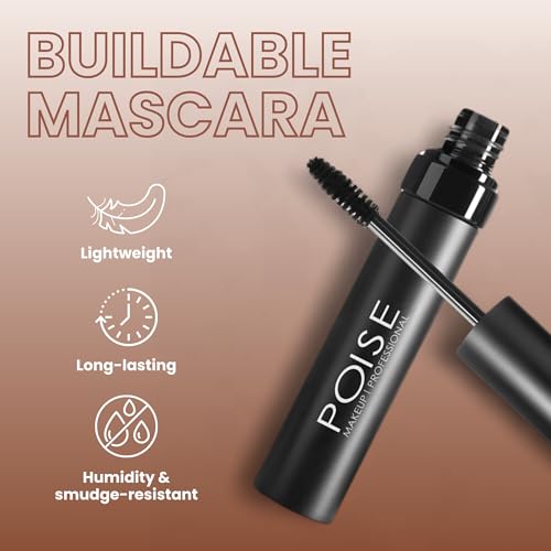 POISE Waterproof HD Mascara - Long-Lasting, Volumizing & Smudge-Proof Black