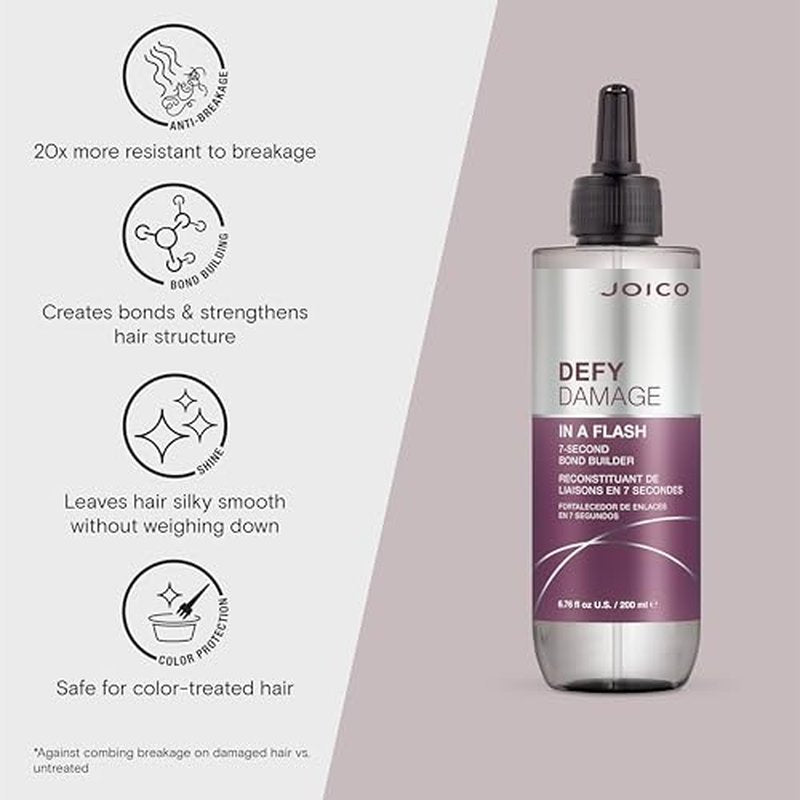 Joico Defy Damage In A Flash 7-Second Bond Building Hair Treatment | With Liquid Keratin | Quick Bond Strengthening & Protection | Color -Safe | Unique Liquid-To-Cr?me Formula | 6.76 Fl Oz