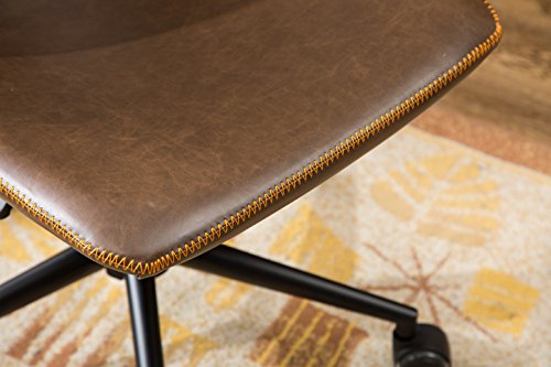 Roundhill Furniture Cesena Faux Leather Swivel Office Chair - Brown