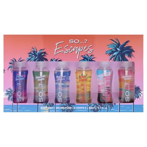 So...? Escapes Body Mist Set for Women - 2 Pack, 6 Island Fragrances, 1.7oz