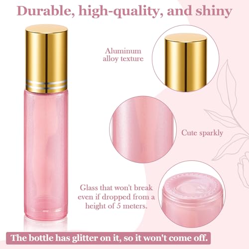 Hushee 60 Pack 10ml Roll on Bottles Set - 6 Color Glass Essential Oil Roller Bottles Empty with Funnels, Droppers & Openers, Leak-proof Stainless Steel Balls for Aromatherapy, Perfume DIY & Lip Balm