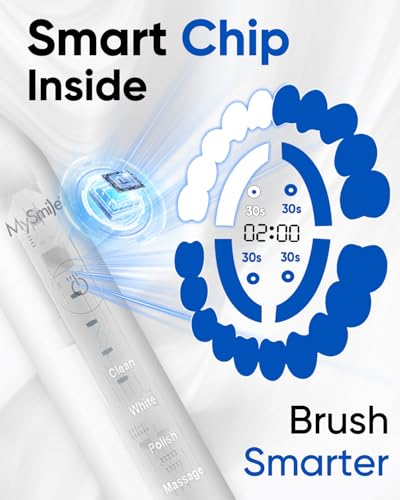 MySmile UC605 Electric Toothbrush Pearl White - 80+ Day Battery, 6 Heads & 48,000 VPM