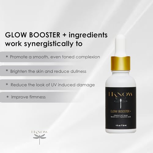 IKNOW Glow Booster Vitamin C & E Serum with Hyaluronic Acid for Face, Anti-Aging & Hydrating Skin Care, 1 oz