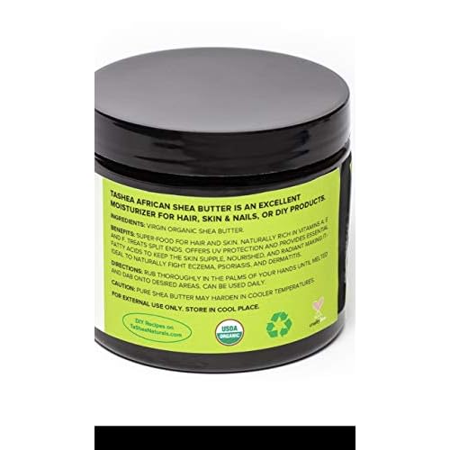Organic Shea Butter by TaShea Naturals: Virgin Ivory (16oz) USDA Certified Shea Butter - Nourishing Healing Emollient for Hair, Skin and Nails or DIY products