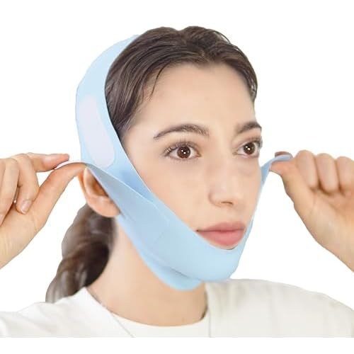 V Line Lifting Mask Chin Strap for Sleeping, Face Lifting Strap, Chin Strap, V Line Mask, Jawline Shaper, Jaw Strap, Double Chin Reducer,Face Lift Tape & Snoring Solution (Blue-)