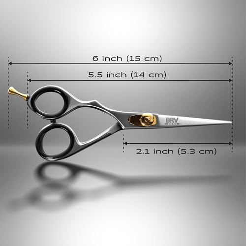 Left Handed Razor Sharp Mustache & Beard Scissors - 5.5 Inch Stainless Steel - Silver - BRV MEN