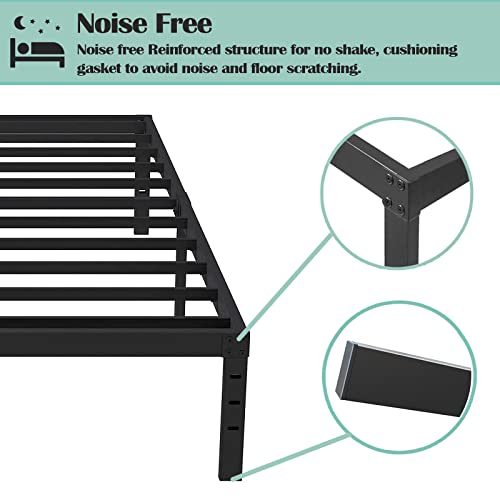 Queen Heavy Duty Metal Platform Bed Frame with Headboard - Sturdy Steel Support