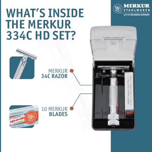 MERKUR Chrome Safety Razor Set 11-Piece Heavy Duty Shaving Kit