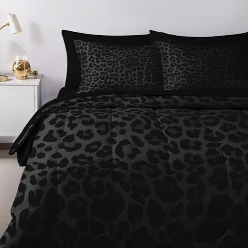 Nesker King Comforter Set with Sheets - Leopard Print 7-Piece Bedding