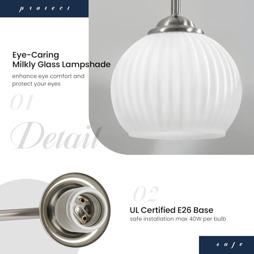Bathroom Vanity Light Fixtures 3-Light Brushed Nickel Over Mirror with Frosted Glass Shade - Nickel / 3 Light