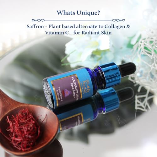 Blue Nectar Kumkumadi Tailam Face Oil for Glowing Skin (0.33 Fl Oz, 26 herbs) along with Bakuchiol Anti Aging Serum for Fine Lines, (1 Fl Oz)